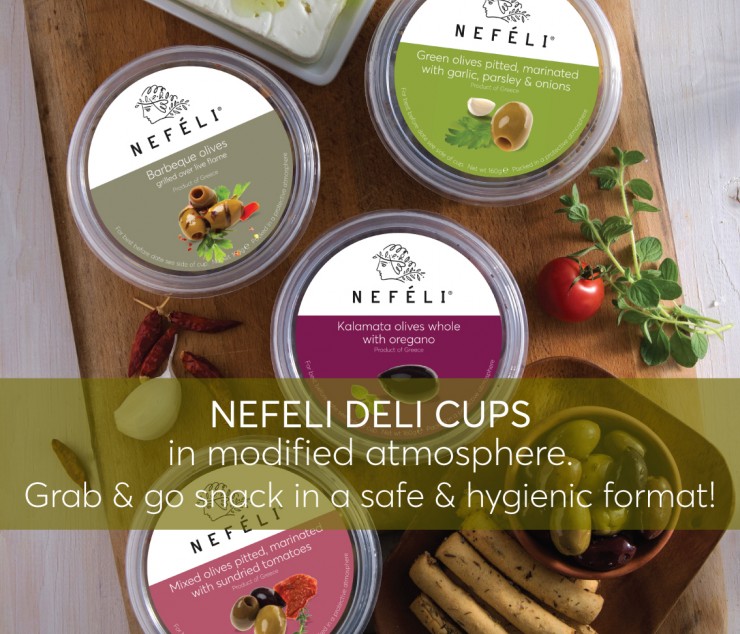 NEFELI offers a wide range of Greek olives & Mediterranean Antipasti in a grab & go format!DELI CUPS in modified atmosphere.