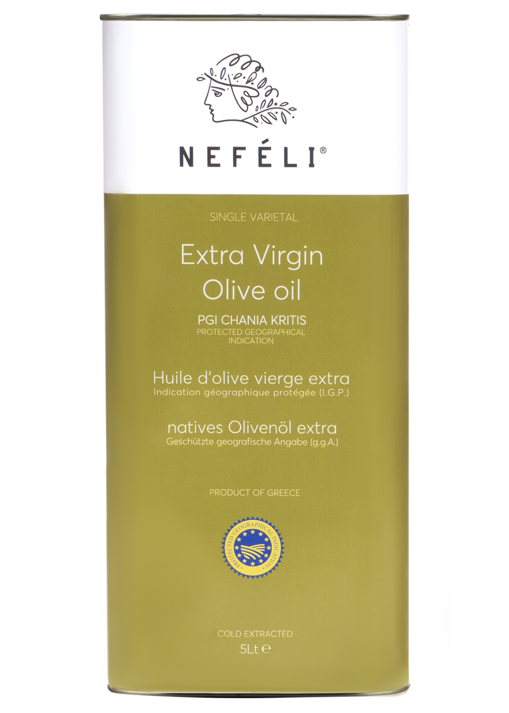 Extra virgin olive oil PGI Chania Crete in 5lt metal tin