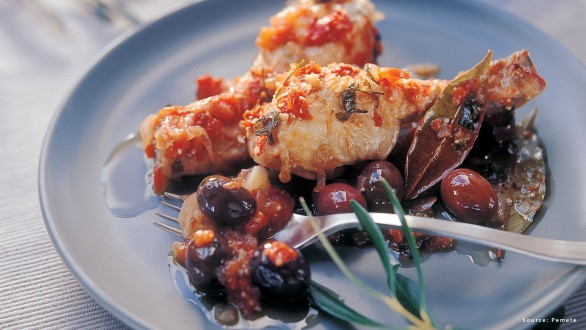Fried chicken with Nefeli kalamata olives pitted recipe